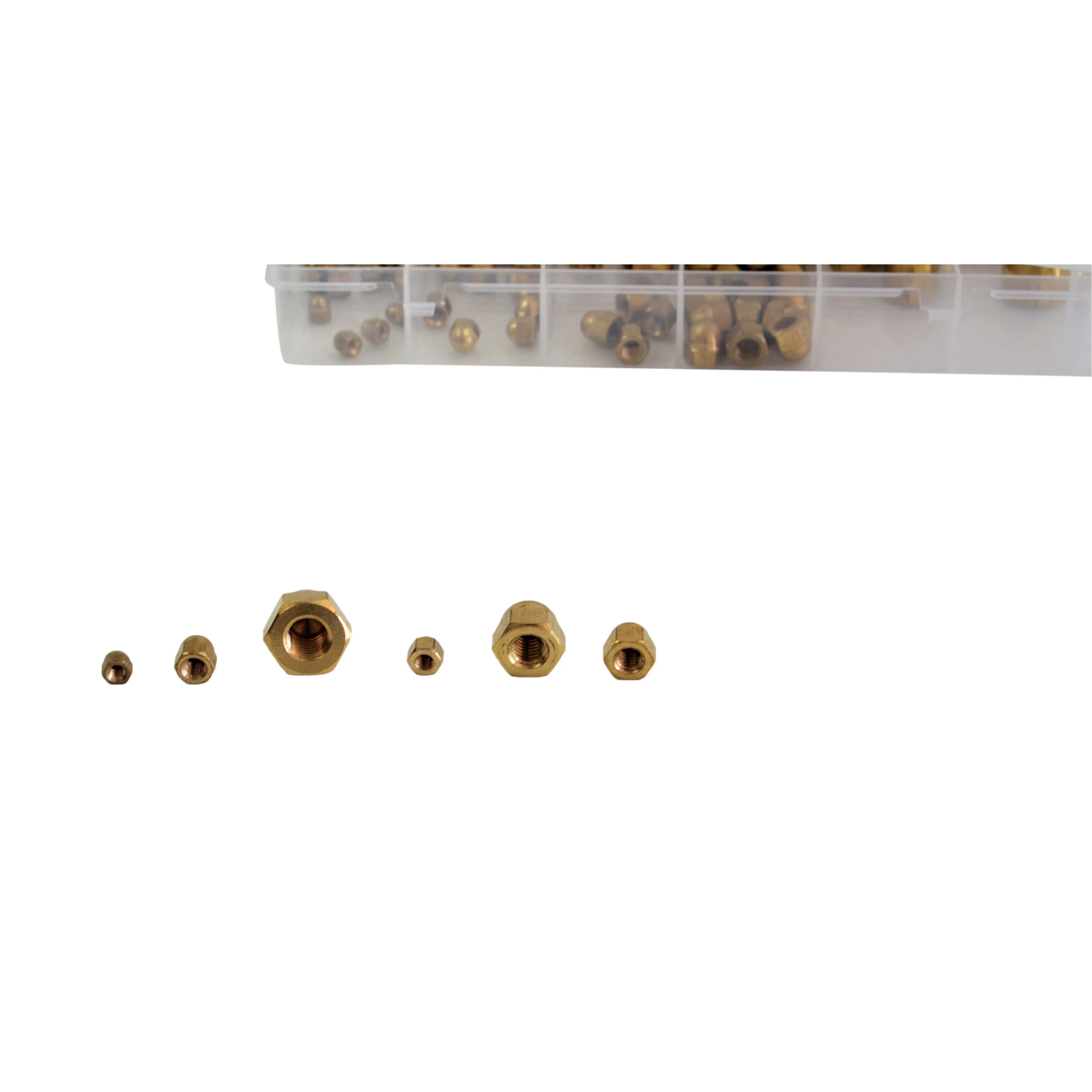 122pc Brass Hex Dome Nuts Grab Kit
