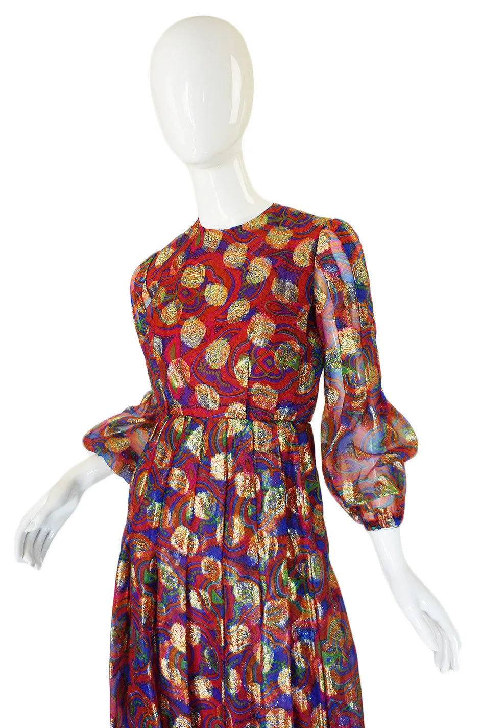 1960s Metallic Dot Silk Organza Malcolm Starr Dress