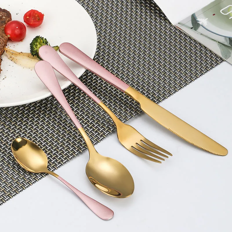 24 Piece Stainless Steel Tableware Set with Holder