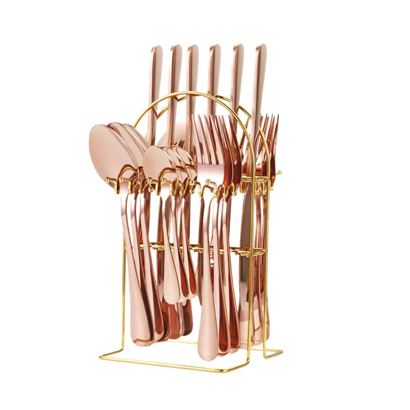 24 Piece Stainless Steel Tableware Set with Holder