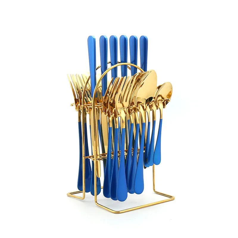 24 Piece Stainless Steel Tableware Set with Holder
