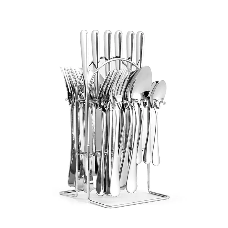 24 Piece Stainless Steel Tableware Set with Holder