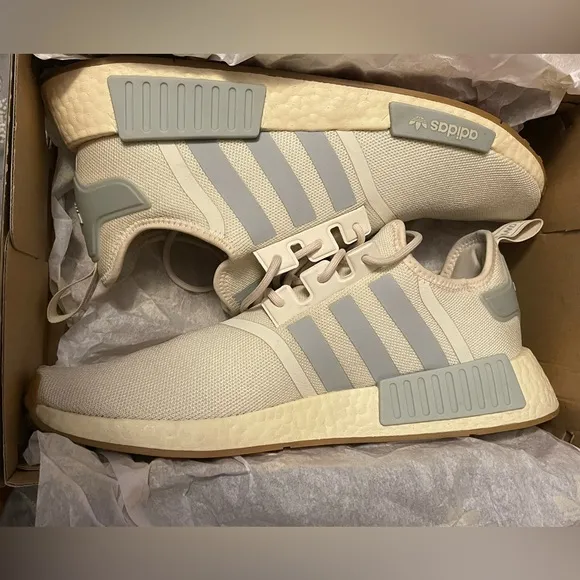 Adidas NMD_R1 Primeblue Shoes Wonder White/Gum/Blue. With Box, Men’s Size 11.5