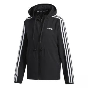 Adidas Women's Full Zip 3 Stripe Cinch Hooded Windbreaker