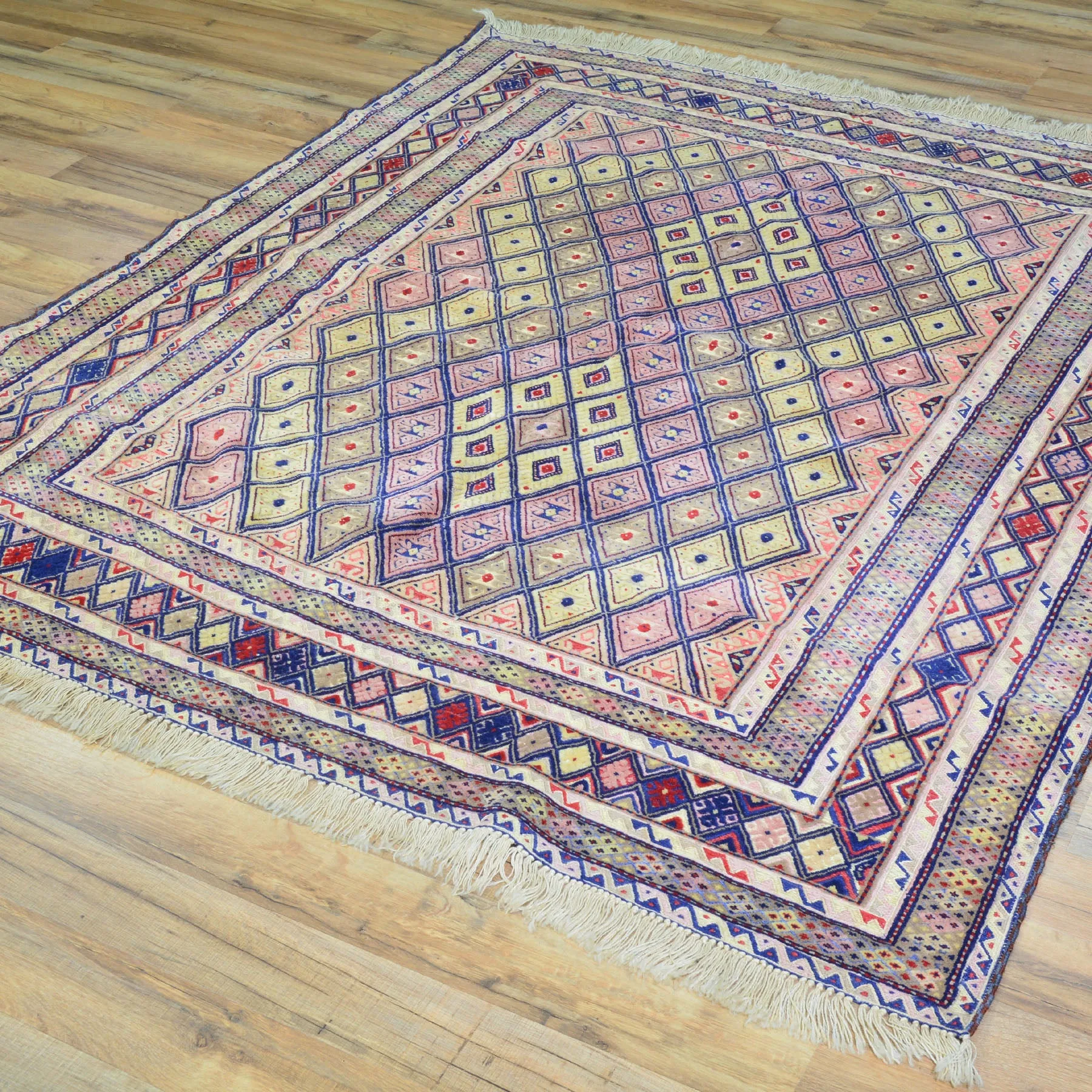 Afghan Tribal Mashwani Handmade Geometric Design Wool Rug (Size 4.9 X 5.9) Brrsf-1329