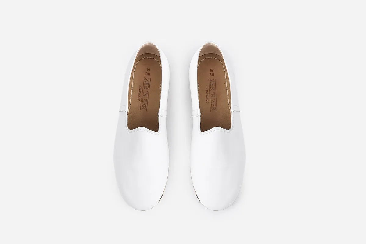 Arctic White Handmade Leather Loafers (Women's)