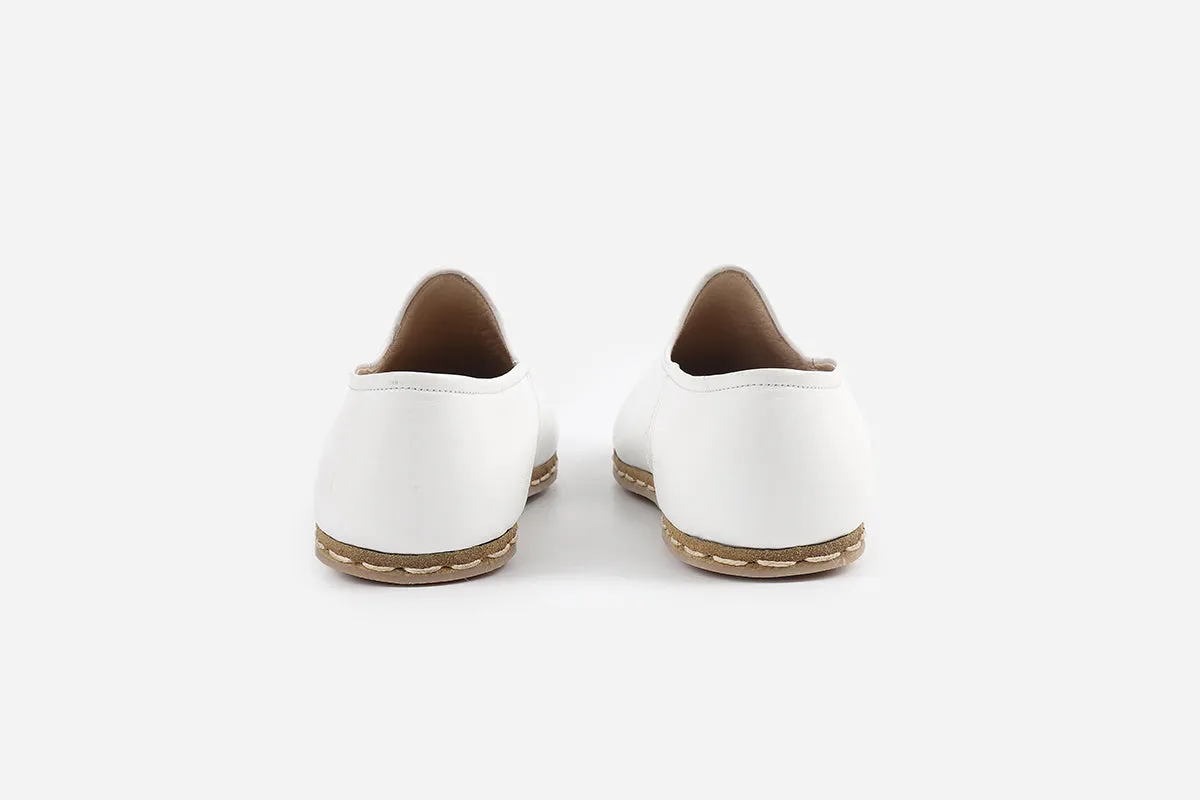 Arctic White Handmade Leather Loafers (Women's)