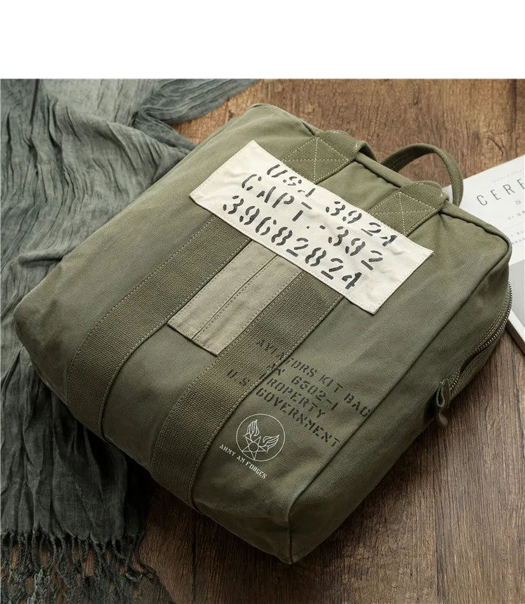 Army Style Carrier Bag for Mens Canvas Military Duffle Bag Pilot Bag Canvas Military Bag