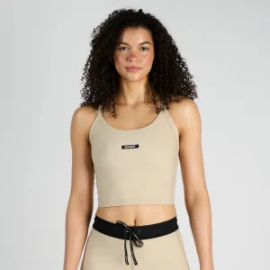 Bandit Running Cadence Scoop Neck Race Crop - Sand