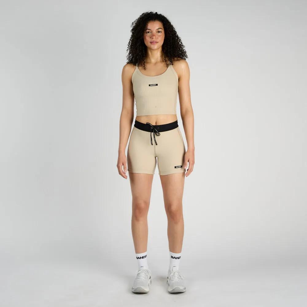 Bandit Running Cadence Scoop Neck Race Crop - Sand