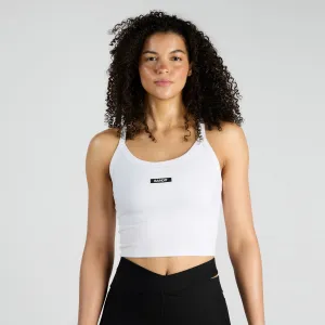 Bandit Running Cadence Scoop Neck Race Crop - White