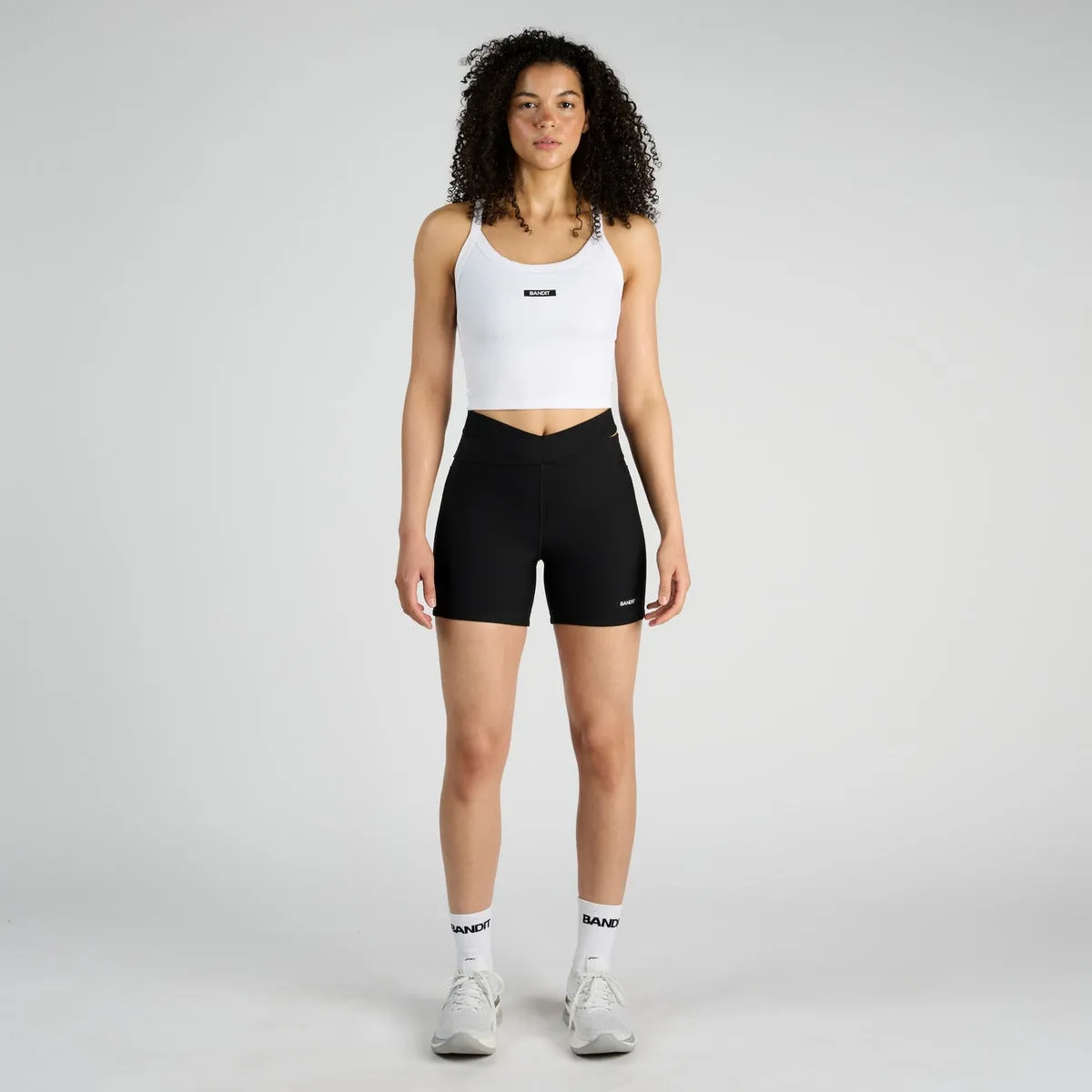 Bandit Running Cadence Scoop Neck Race Crop - White
