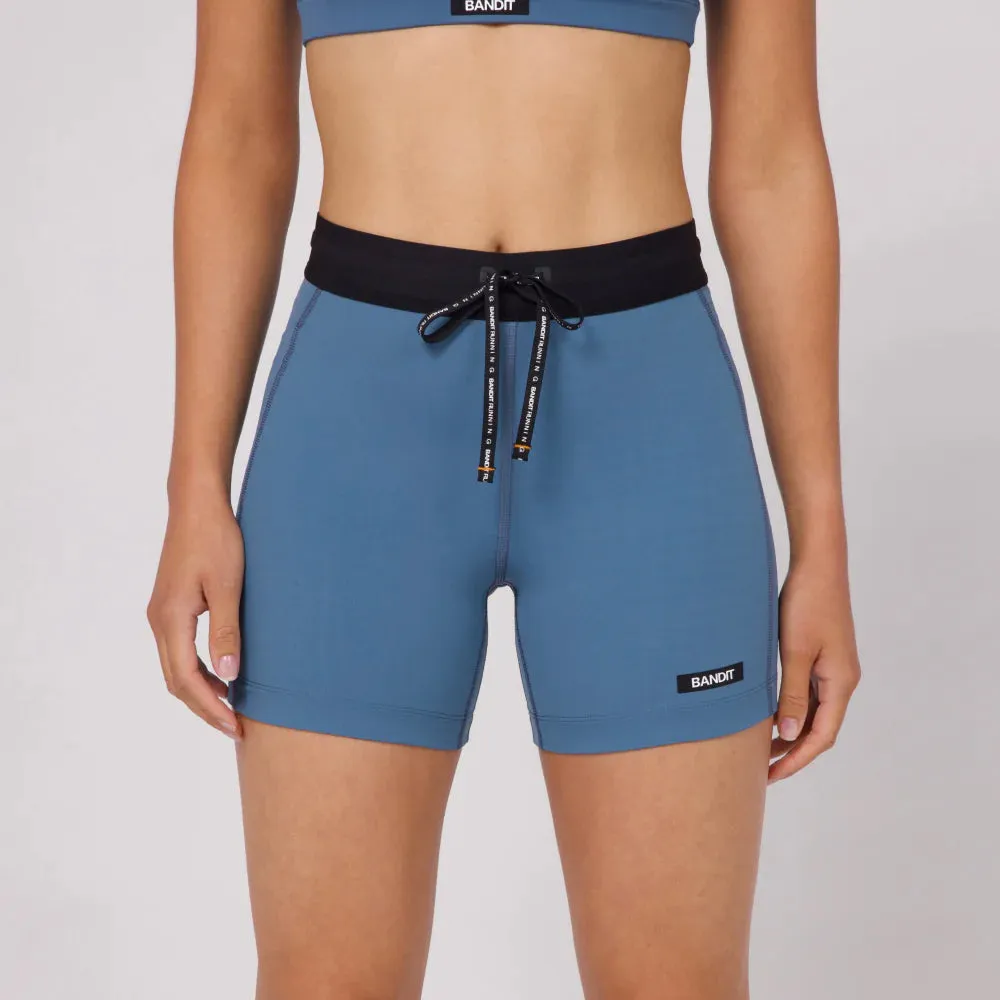 Bandit Running Gridlock 5" Women's Compression Shorts - Steel Blue