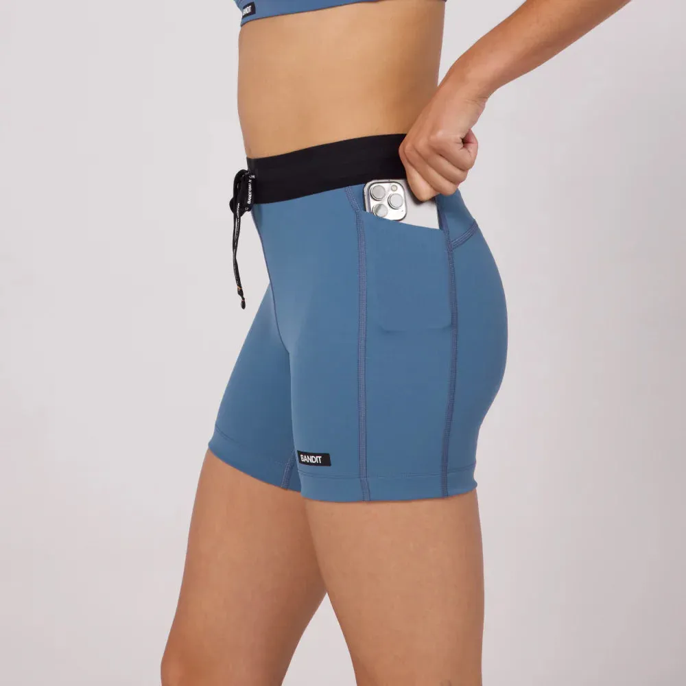 Bandit Running Gridlock 5" Women's Compression Shorts - Steel Blue