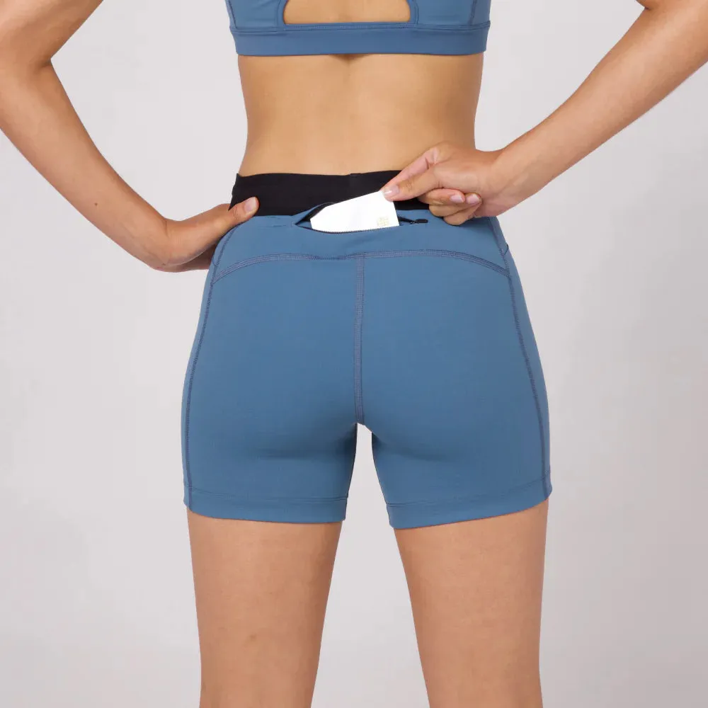 Bandit Running Gridlock 5" Women's Compression Shorts - Steel Blue