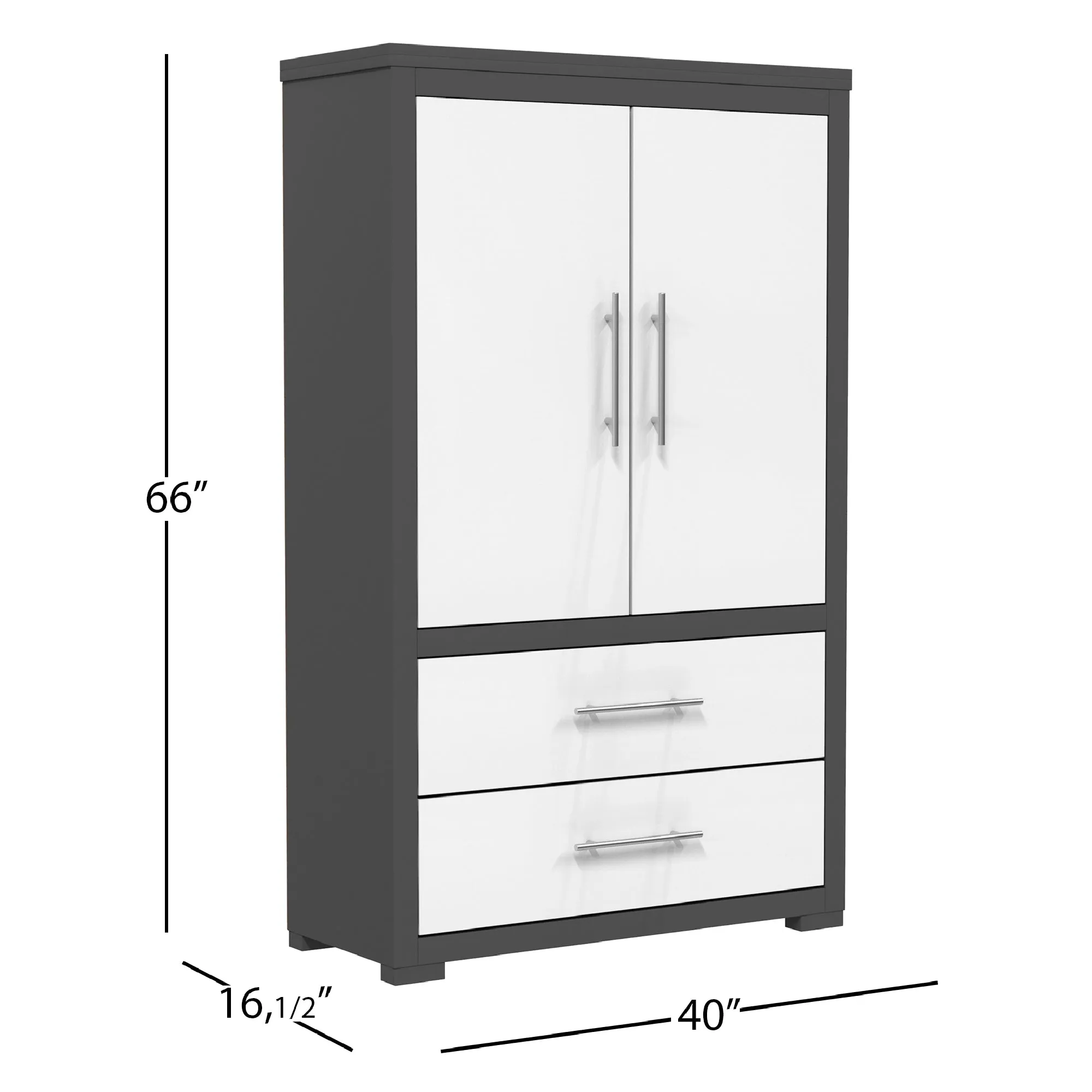 Barton armoire storage organizer, dark grey & white