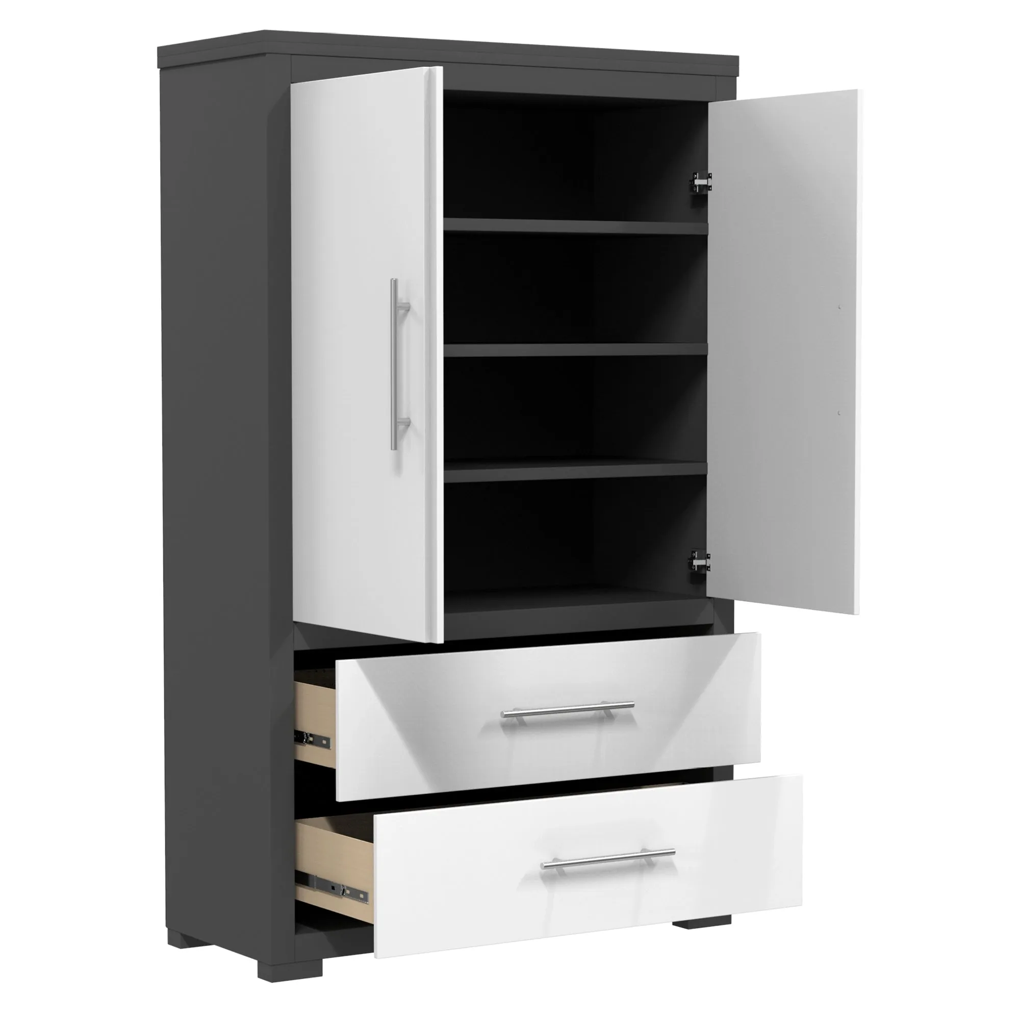 Barton armoire storage organizer, dark grey & white