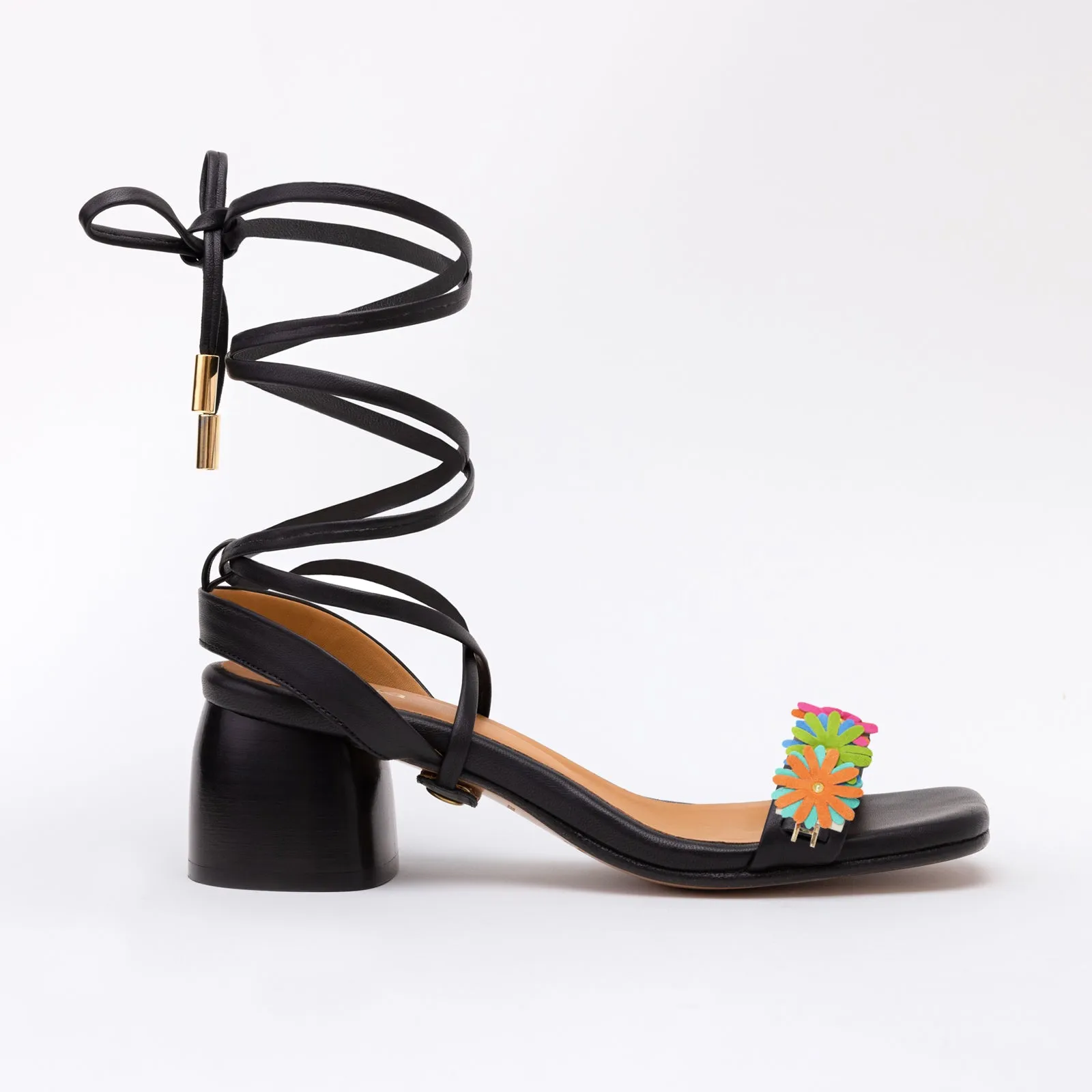 Black Heeled Swap Sandal Petit Garden Bright with Gladiator
