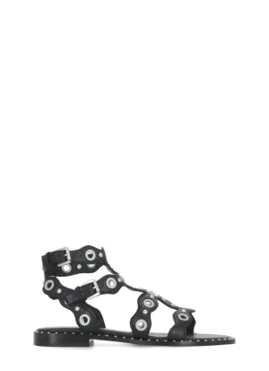 Black Leather Pop Up Sandals