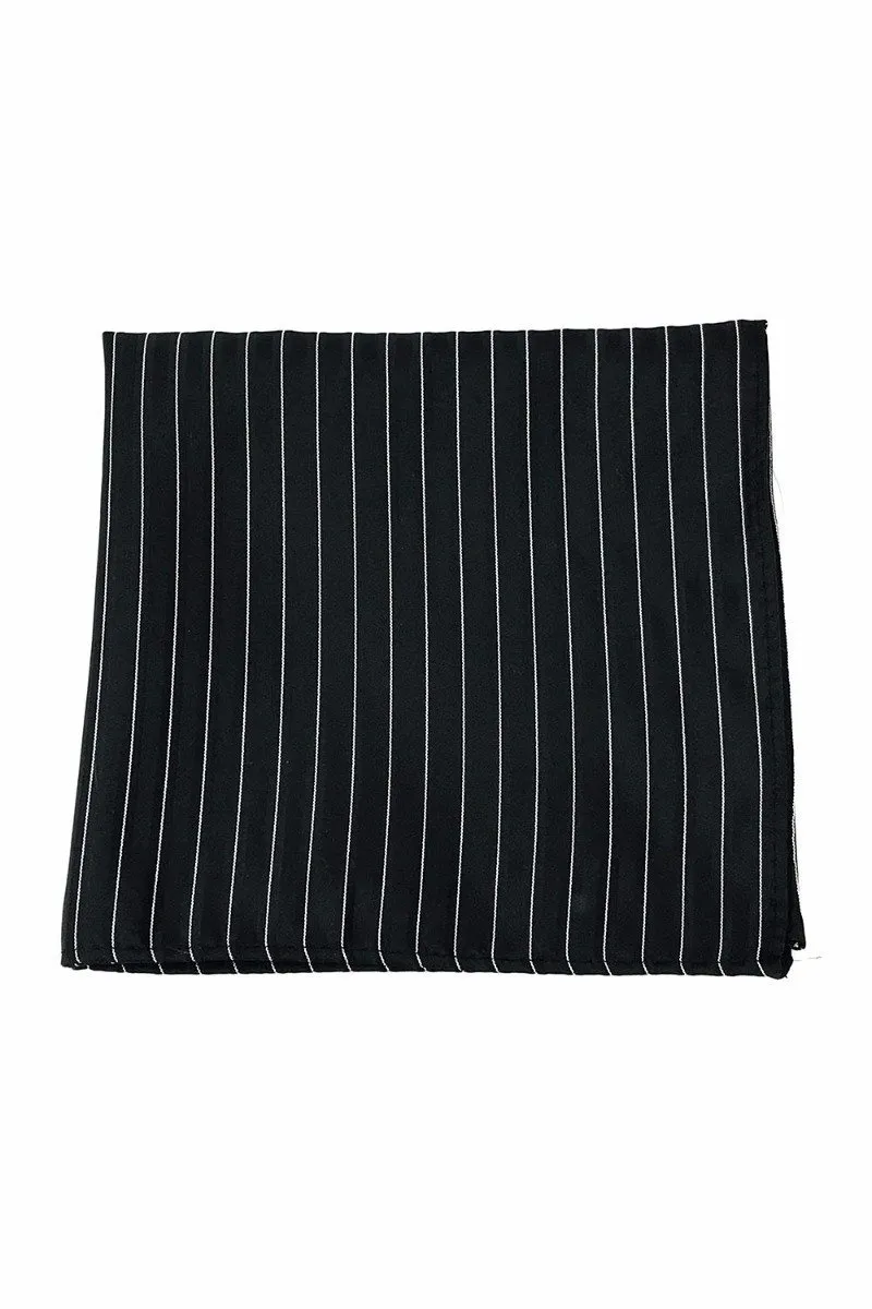 Black Newton Stripe Pocket Square