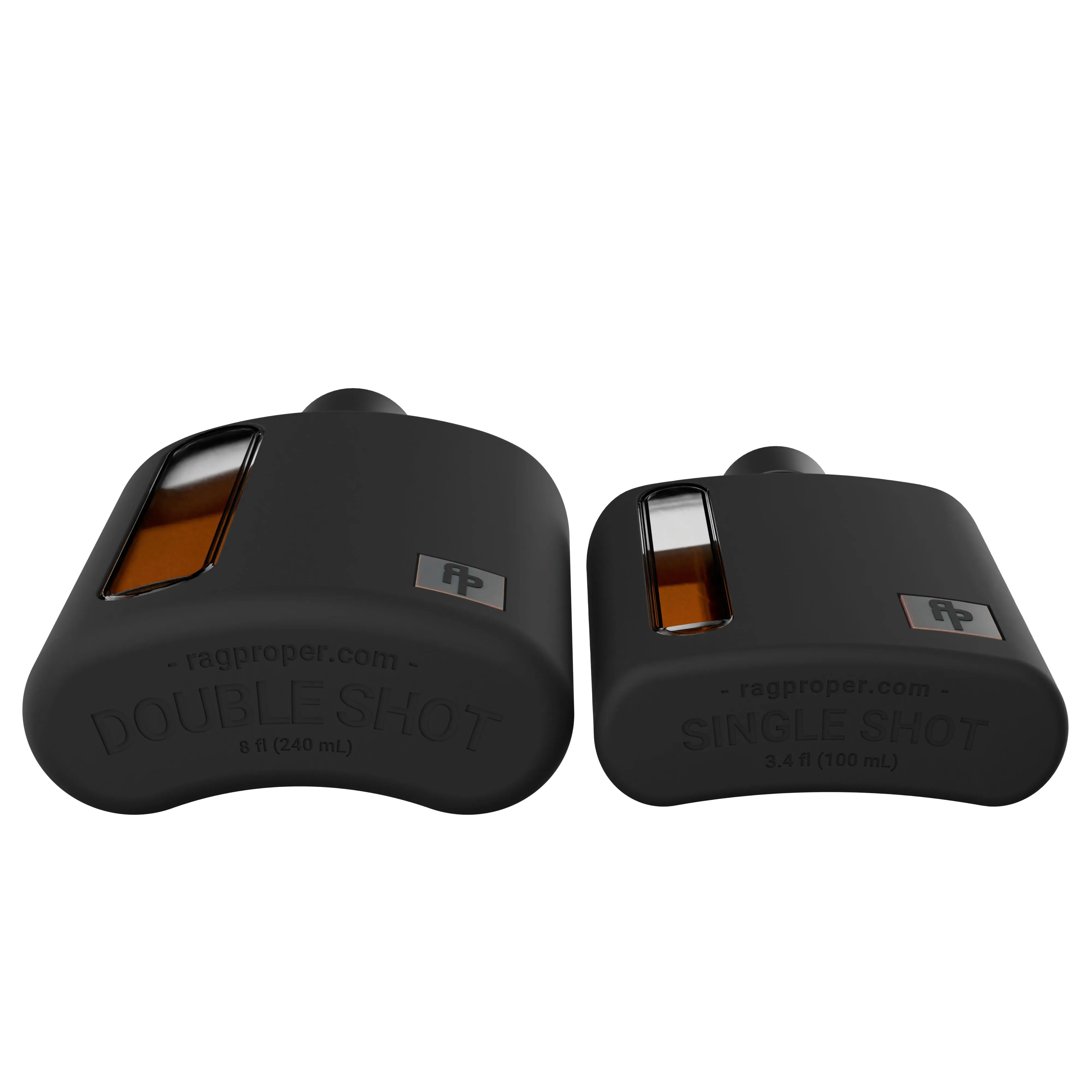 Black Silicone Glass Flask Gift Set (Single Shot 100mL   Double Shot 240mL)