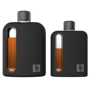 Black Silicone Glass Flask Gift Set (Single Shot 100mL   Double Shot 240mL)