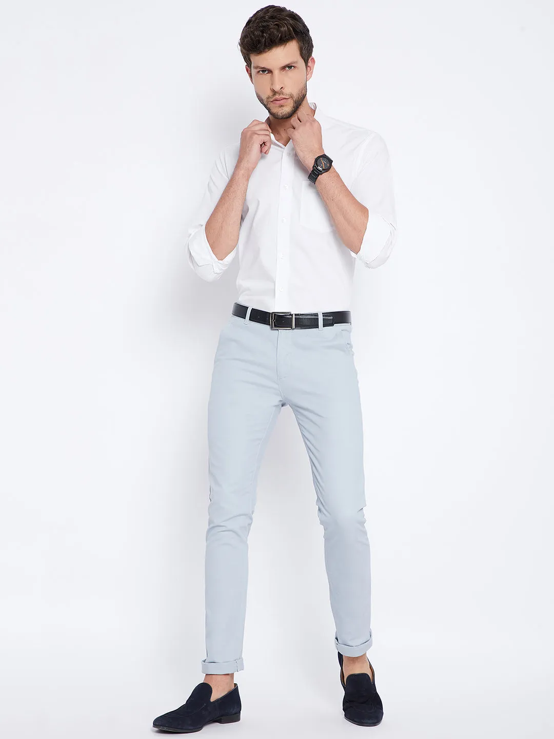 Blue Slim Fit Trousers