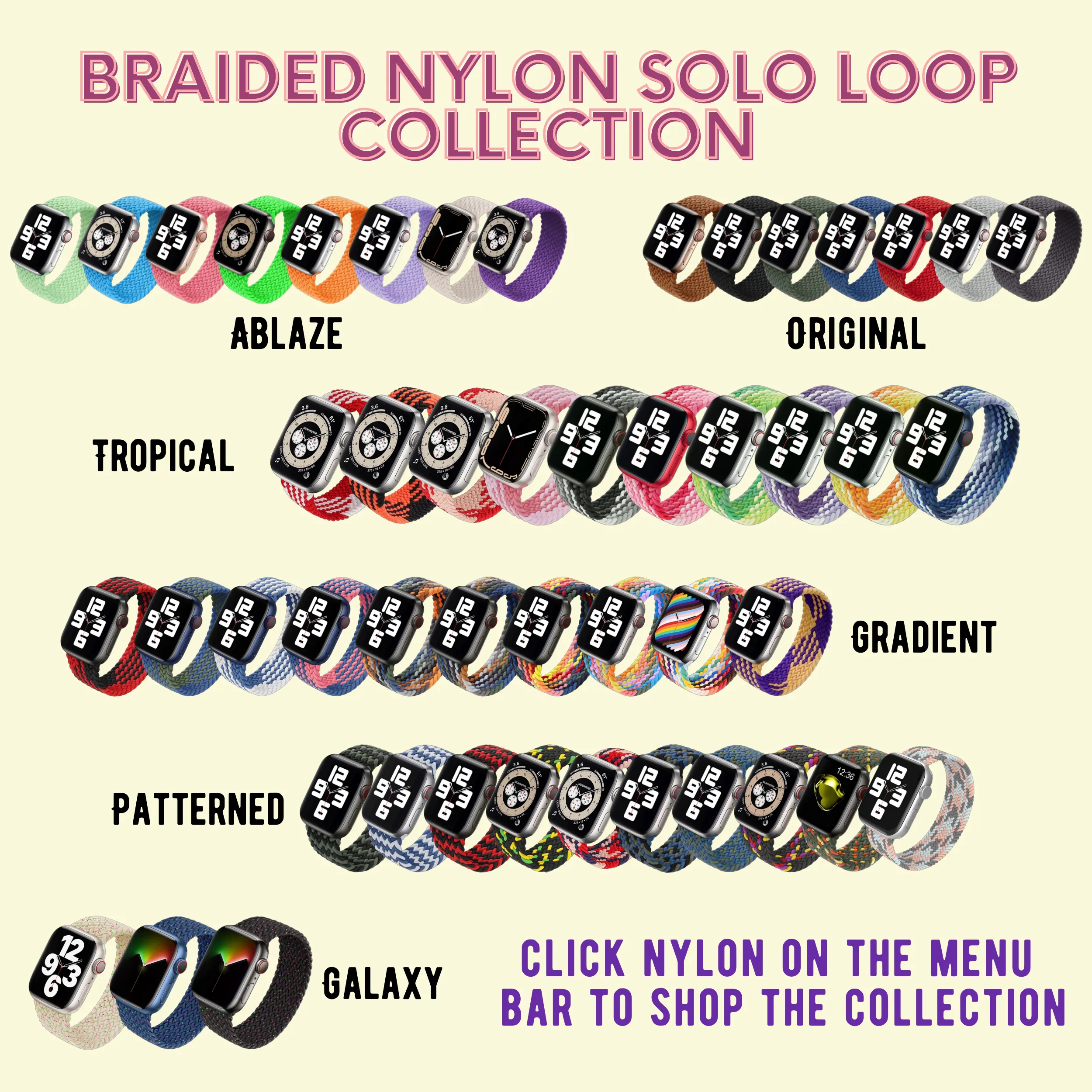 Braided Nylon Solo Loop Apple Watch Band - Tropical
