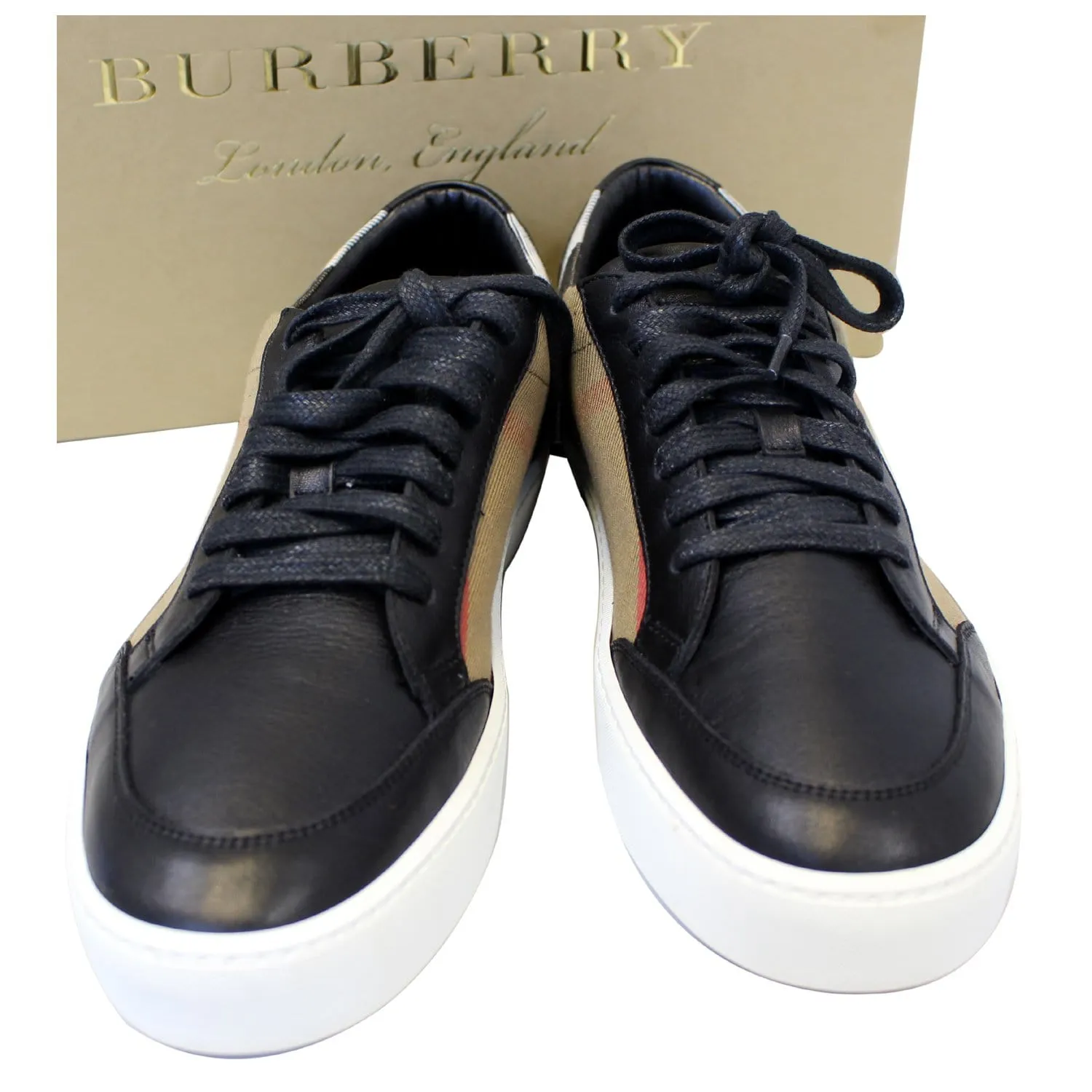 Burberry Salmond House Check Leather Sneakers Size 39