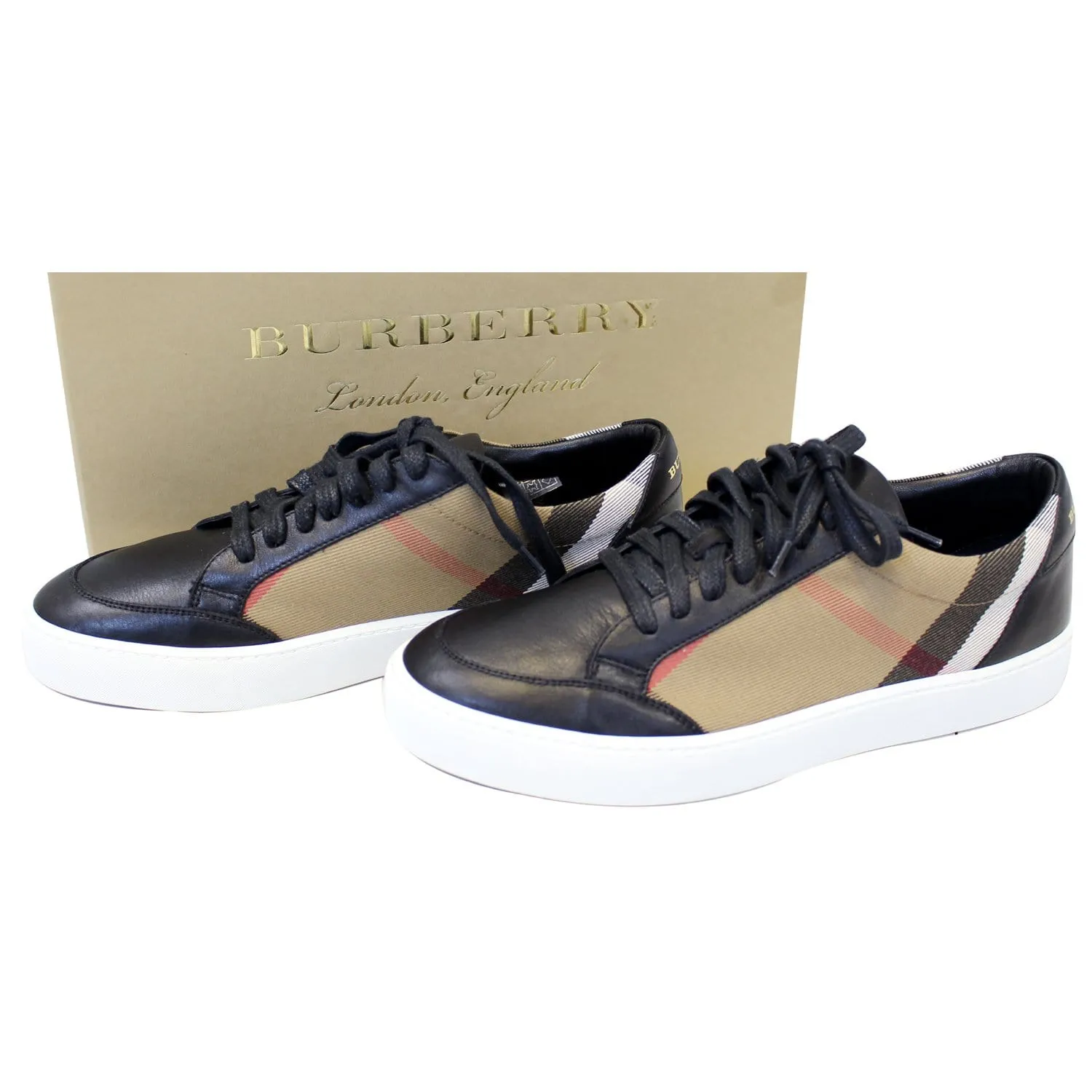 Burberry Salmond House Check Leather Sneakers Size 39