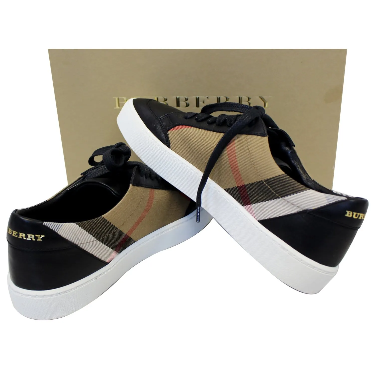 Burberry Salmond House Check Leather Sneakers Size 39