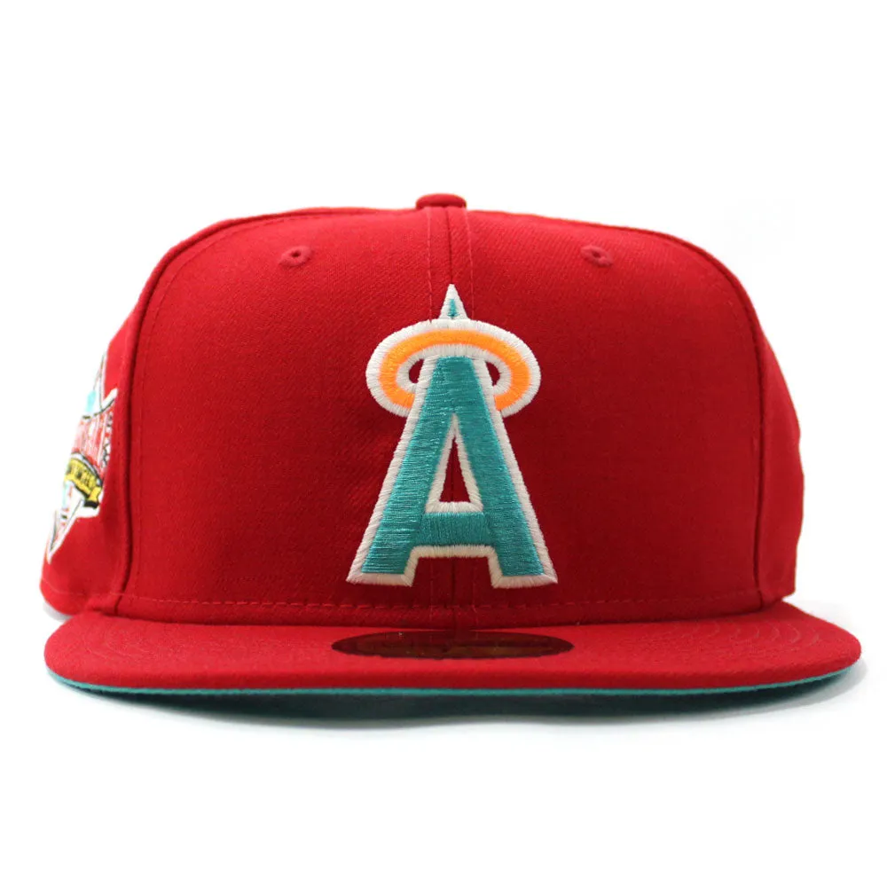 California Angels 1989 All-Star Game New Era 59Fifty Fitted Hat (Glow in the Dark Red Teal Under Brim)