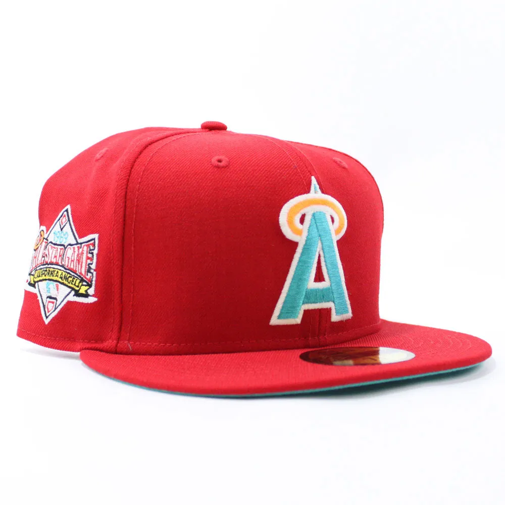 California Angels 1989 All-Star Game New Era 59Fifty Fitted Hat (Glow in the Dark Red Teal Under Brim)