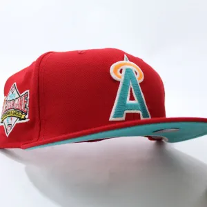 California Angels 1989 All-Star Game New Era 59Fifty Fitted Hat (Glow in the Dark Red Teal Under Brim)