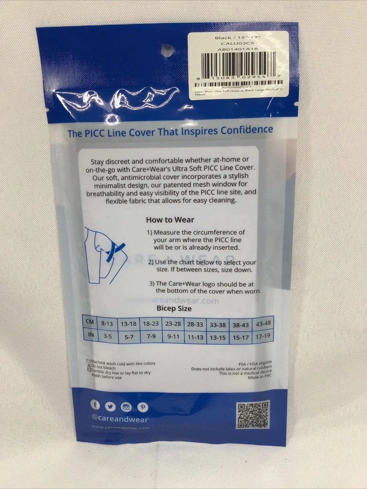 Care   Wear Picc Line Cover Mesh Breathable￼ Black 15-17” Bicep COMBINE SHIPPING