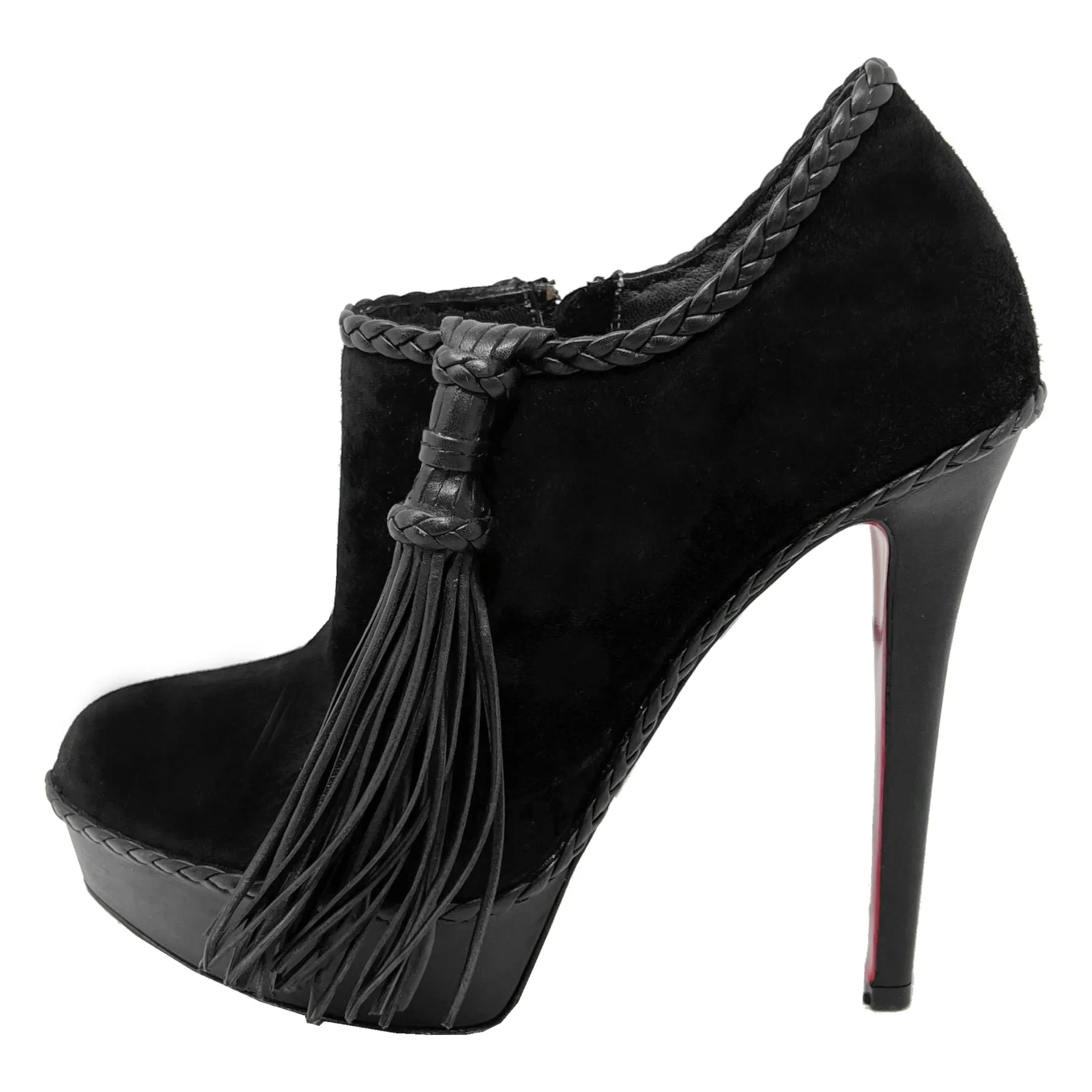 Christian Louboutin Sultane 140 Black Suede Ankle Boots Size EU 37