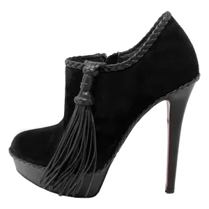 Christian Louboutin Sultane 140 Black Suede Ankle Boots Size EU 37