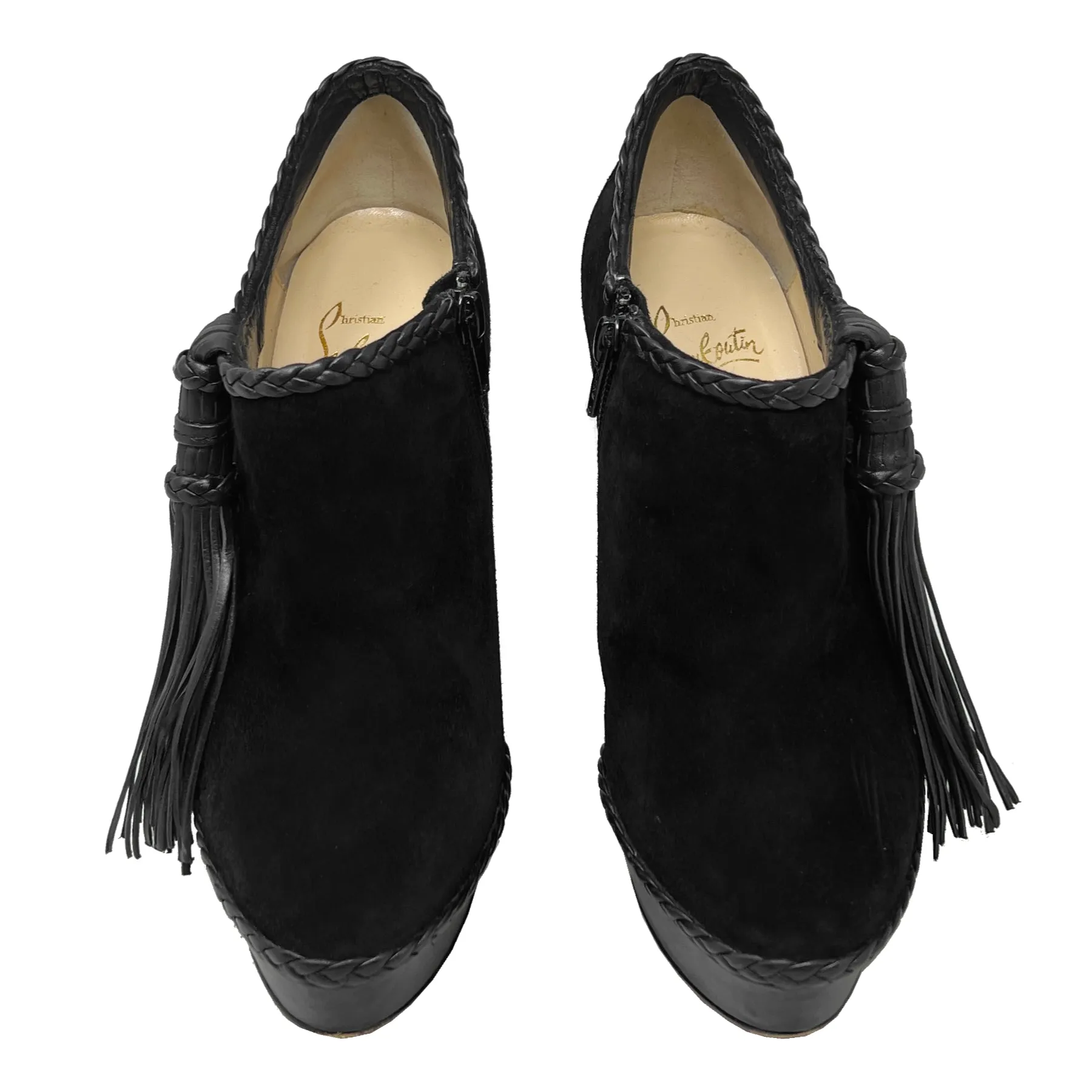 Christian Louboutin Sultane 140 Black Suede Ankle Boots Size EU 37