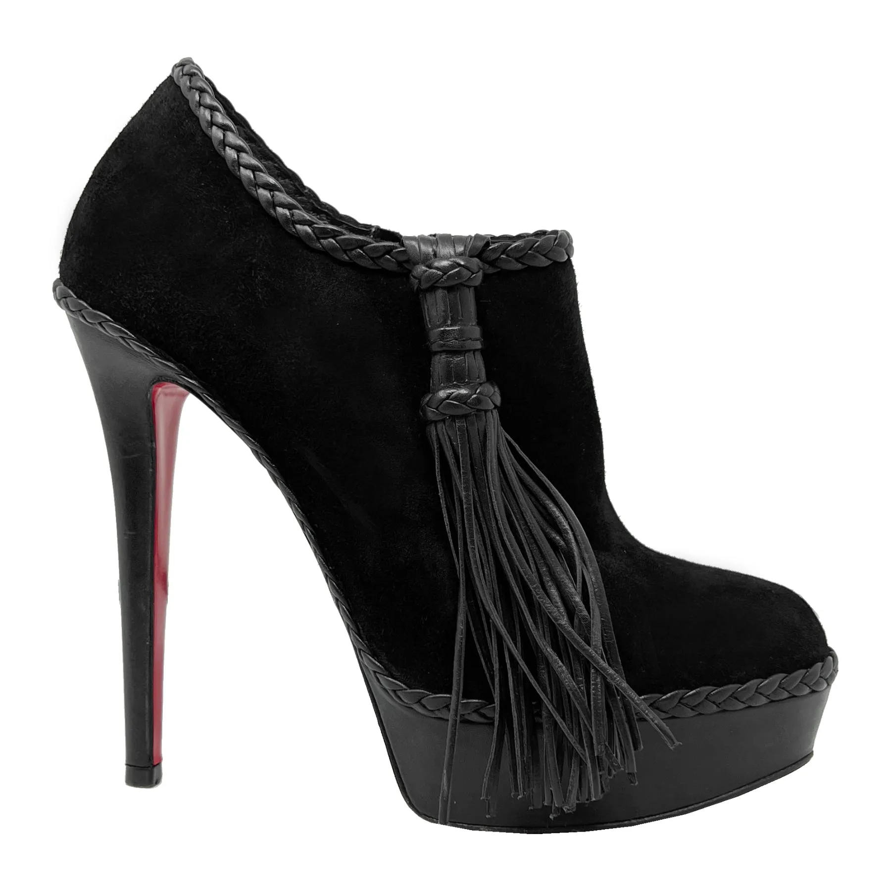 Christian Louboutin Sultane 140 Black Suede Ankle Boots Size EU 37