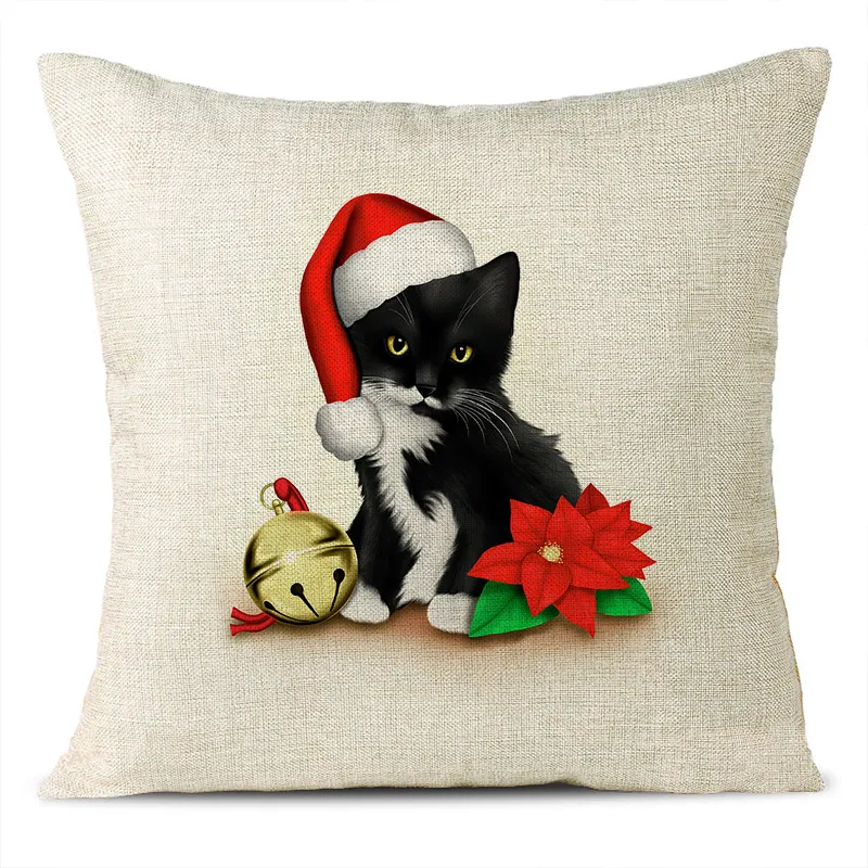 Christmas Themed Linen Pillowcase