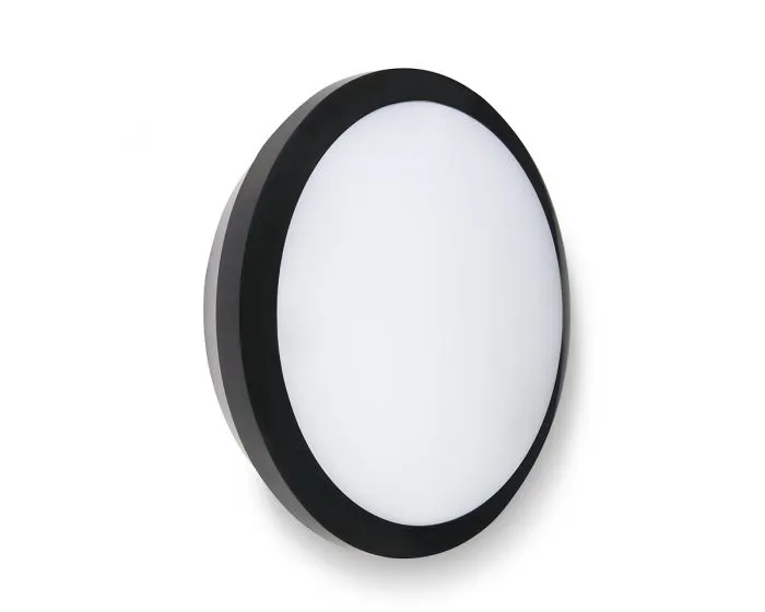 Collingwood WL9527ECSB 18-27W IP65 2150-3200lm CCT Round LED Bulkhead with Emergency - Black