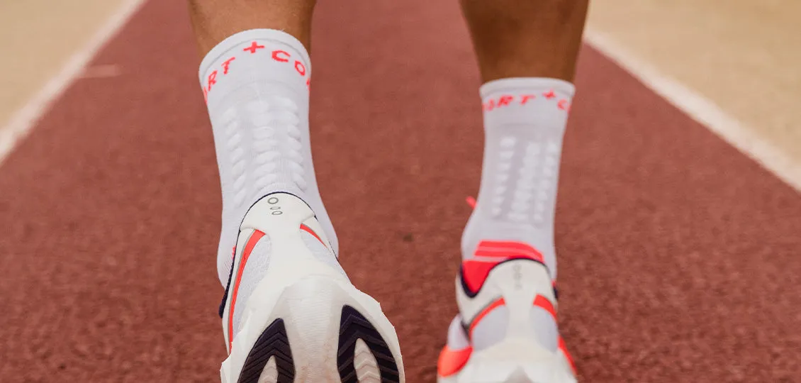 Compressport Unisex's Pro Marathon Socks v2.0 - Fluo Red/White