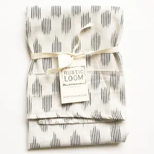 Cotton Woven Ikat Tea Towel White Modern Dot
