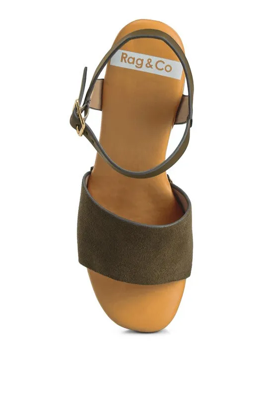 Daniela Genuine Suede Leather High Block Sandals