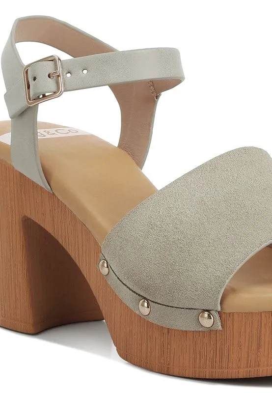 Daniela Genuine Suede Leather High Block Sandals