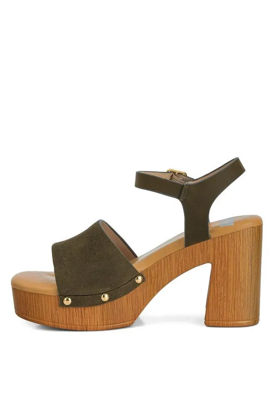 Daniela Genuine Suede Leather High Block Sandals