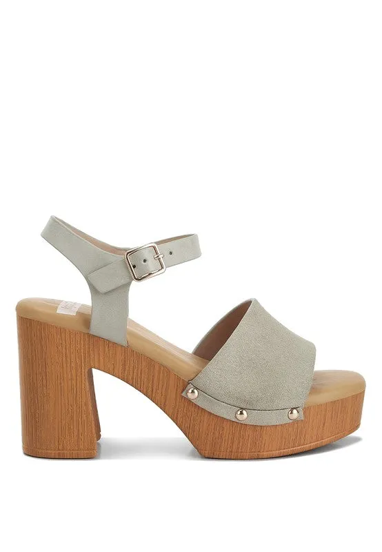 Daniela Genuine Suede Leather High Block Sandals