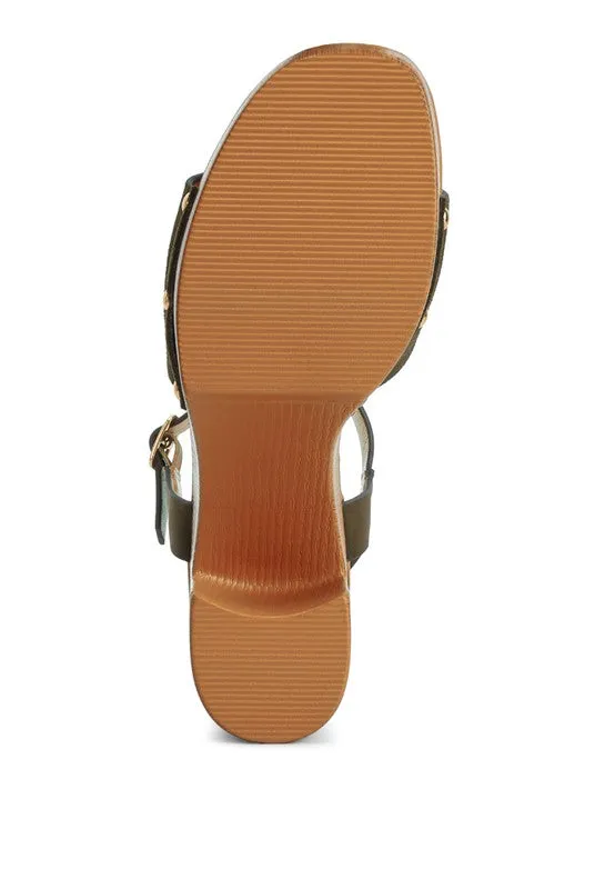 Daniela Genuine Suede Leather High Block Sandals