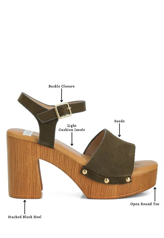 Daniela Genuine Suede Leather High Block Sandals