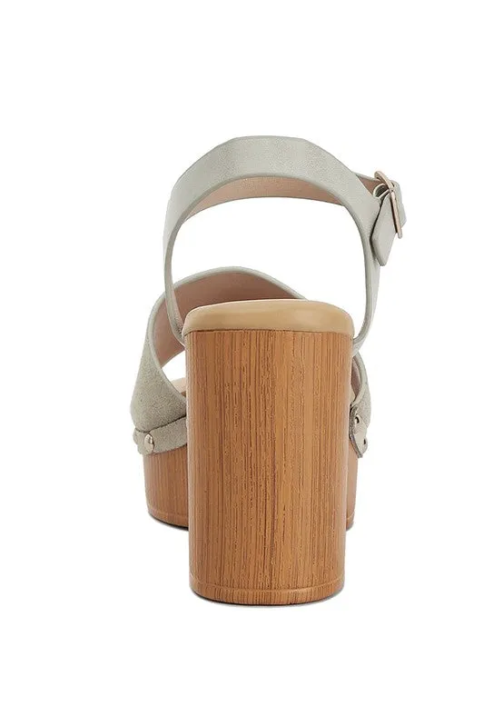 Daniela Genuine Suede Leather High Block Sandals